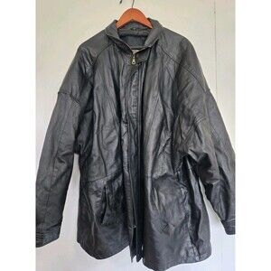Phase Two Leather Jacket Mens 2XL Black Full Zip Front Coat Biker Motorcycle